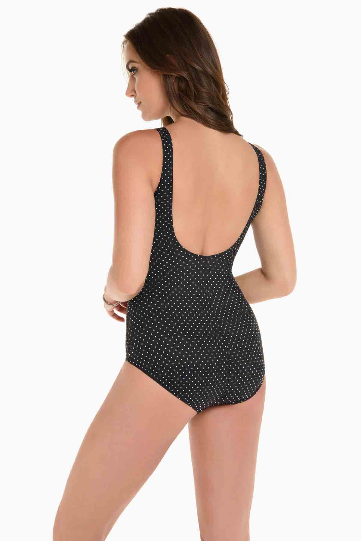 Miraclesuit Black/White Pin Point Oceanus One Piece Swimsuit