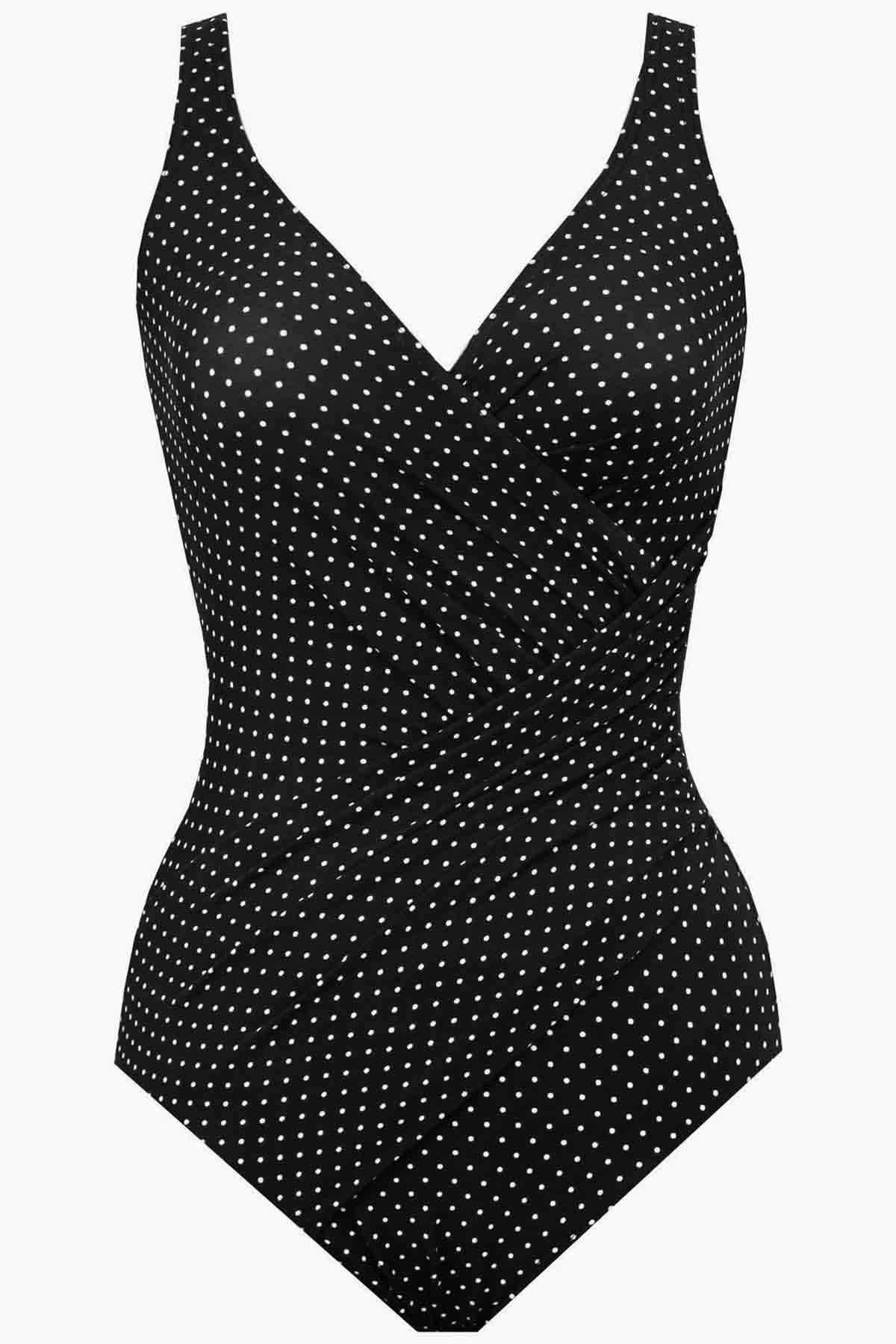 Miraclesuit Black/White Pin Point Oceanus One Piece Swimsuit