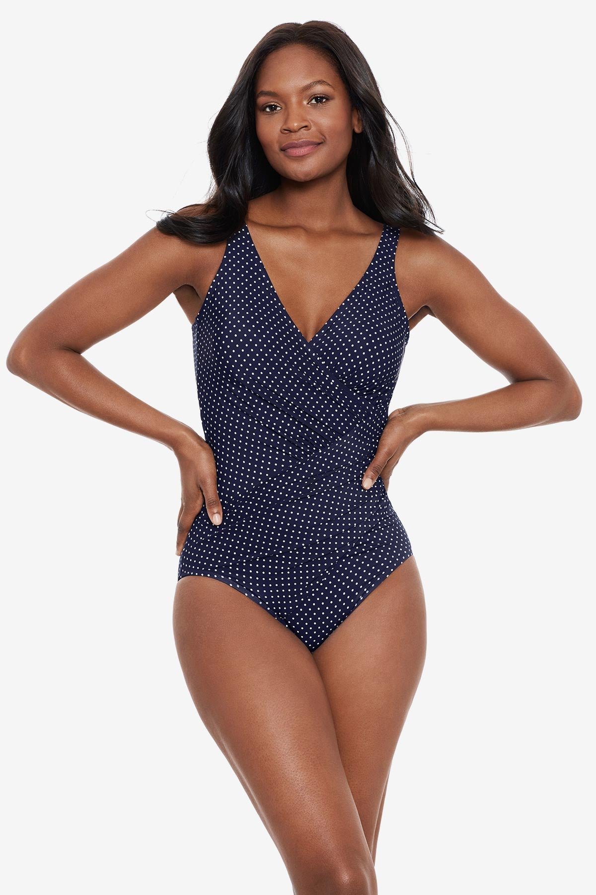 Miraclesuit Black/White Pin Point Oceanus One Piece Swimsuit