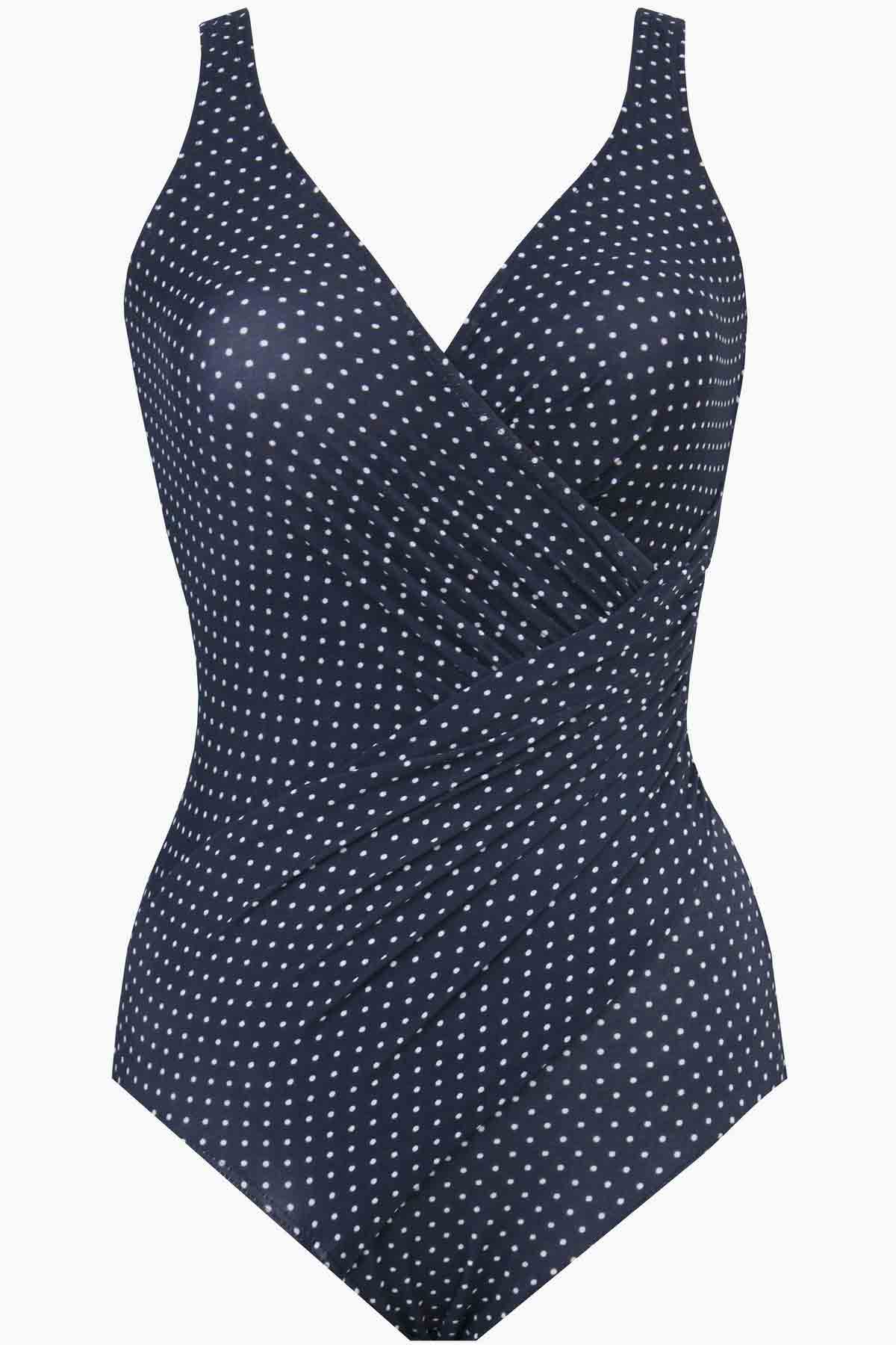 Miraclesuit Black/White Pin Point Oceanus One Piece Swimsuit