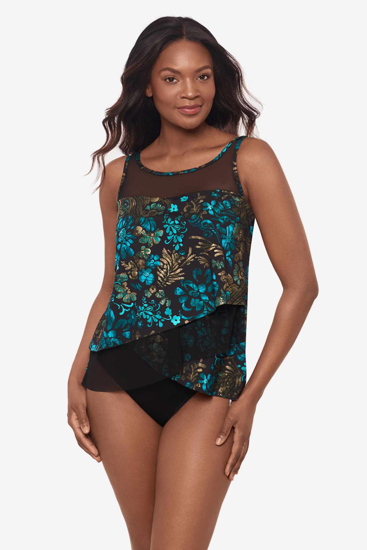Miraclesuit Black/Multi Flor De Mare Mirage Tankini Top
