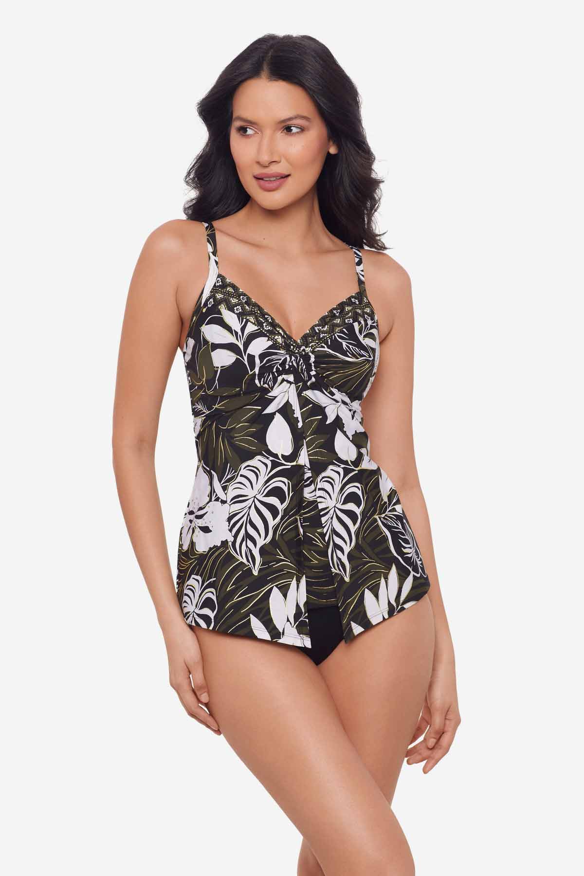 Miraclesuit Black/Multi Elle Dorado Love Knot Tankini Top