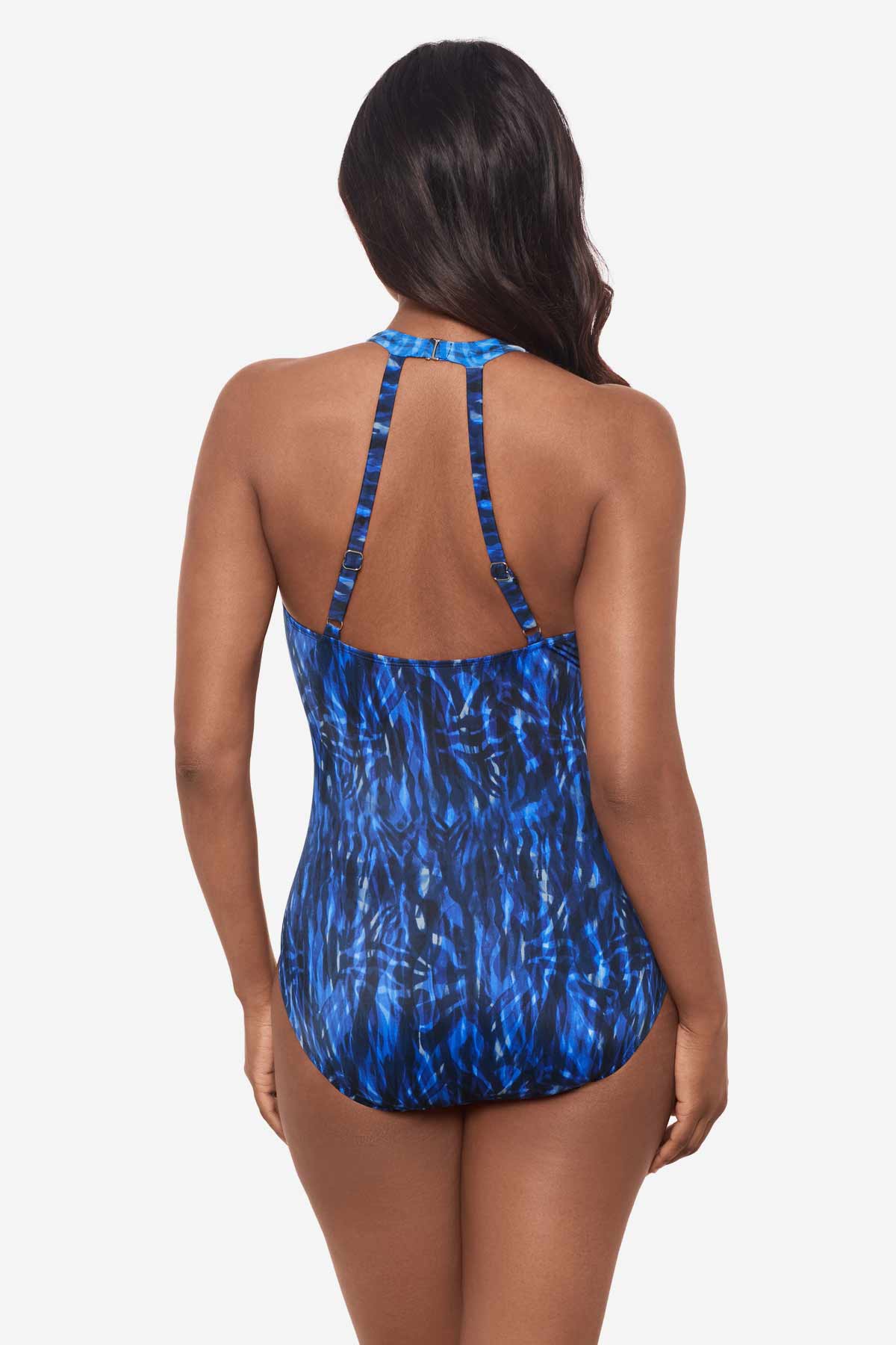Miraclesuit Blue/Black Paka Mayan Wrapsody One Piece Swimsuit