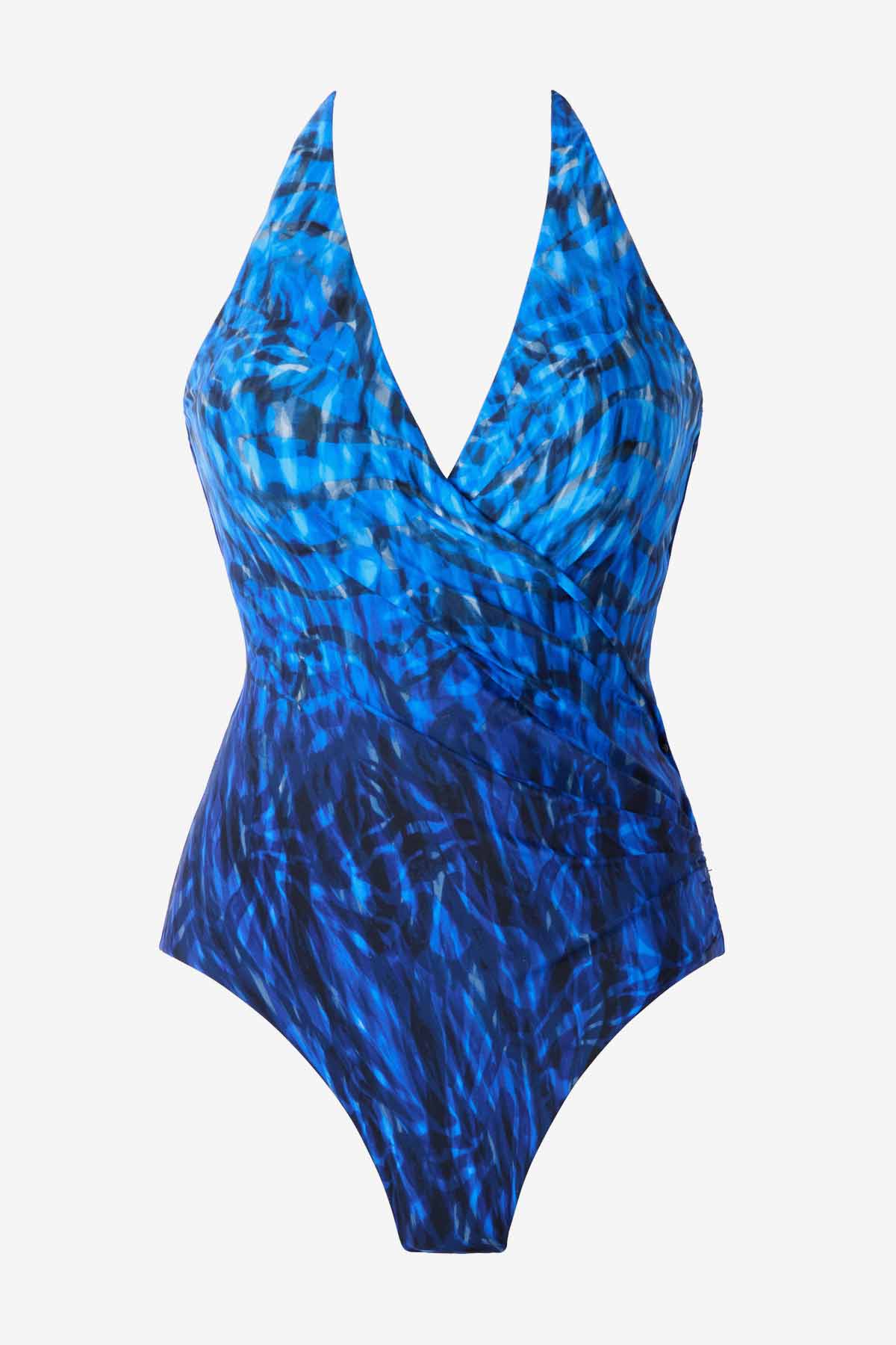 Miraclesuit Blue/Black Paka Mayan Wrapsody One Piece Swimsuit