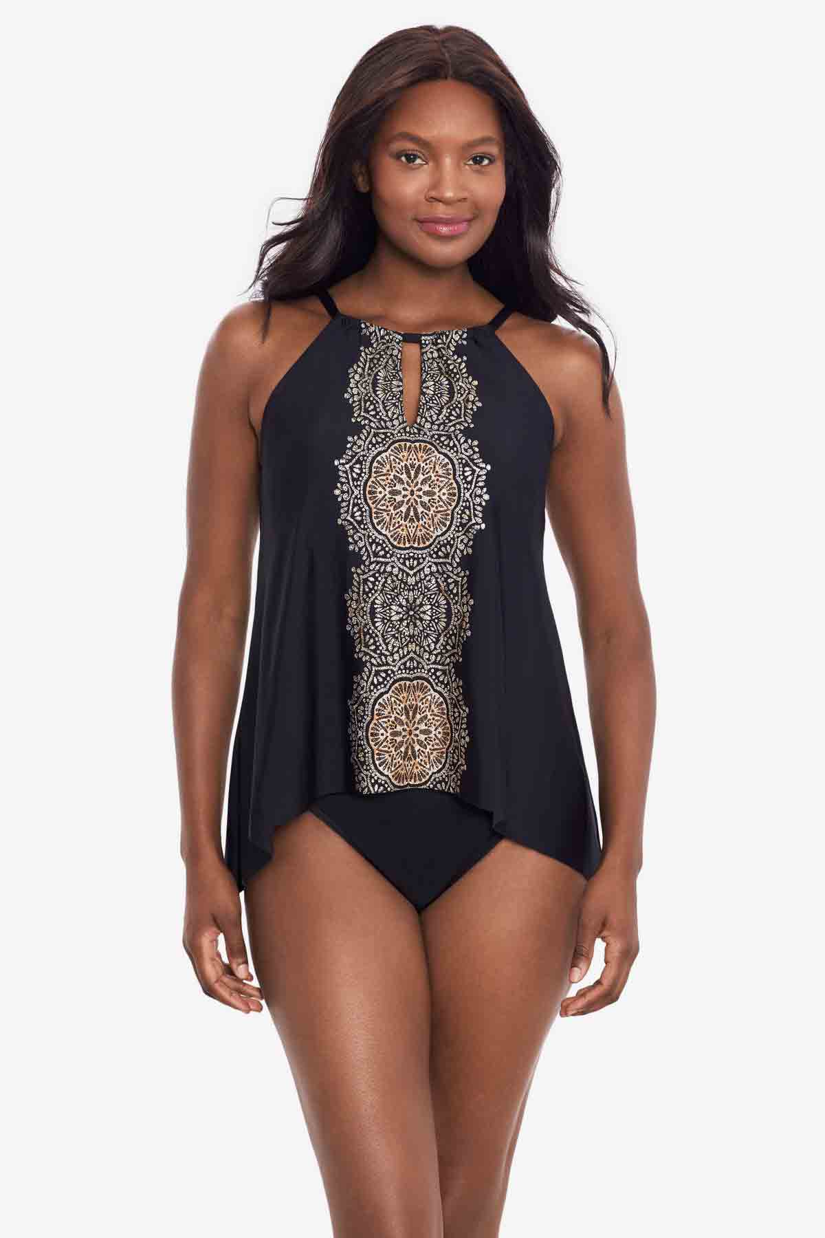 Miraclesuit Black/Multi Cappadocia Peephole Tankini Top
