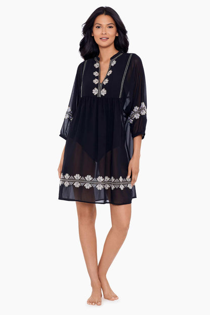 Miraclesuit Black/White Shore Leave Beach Dress Swim Cover Up