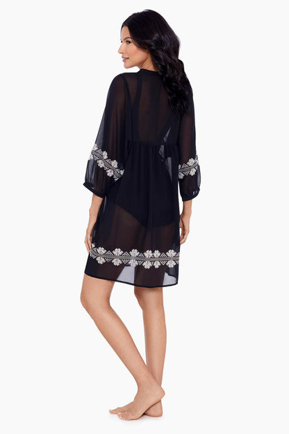 Miraclesuit Black/White Shore Leave Beach Dress Swim Cover Up