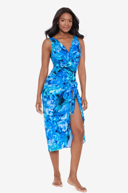 Miraclesuit Blue/Multi Sous Marine Long Sarong Swim Cover Up