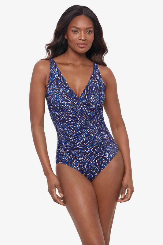 Miraclesuit Plum/Multi Spotlight Oceanus One Piece Swimsuit DD-Cup
