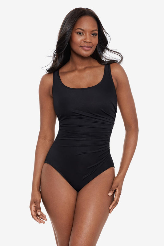 Miraclesuit Black Sideswipe One Piece Swimsuit DD-Cup