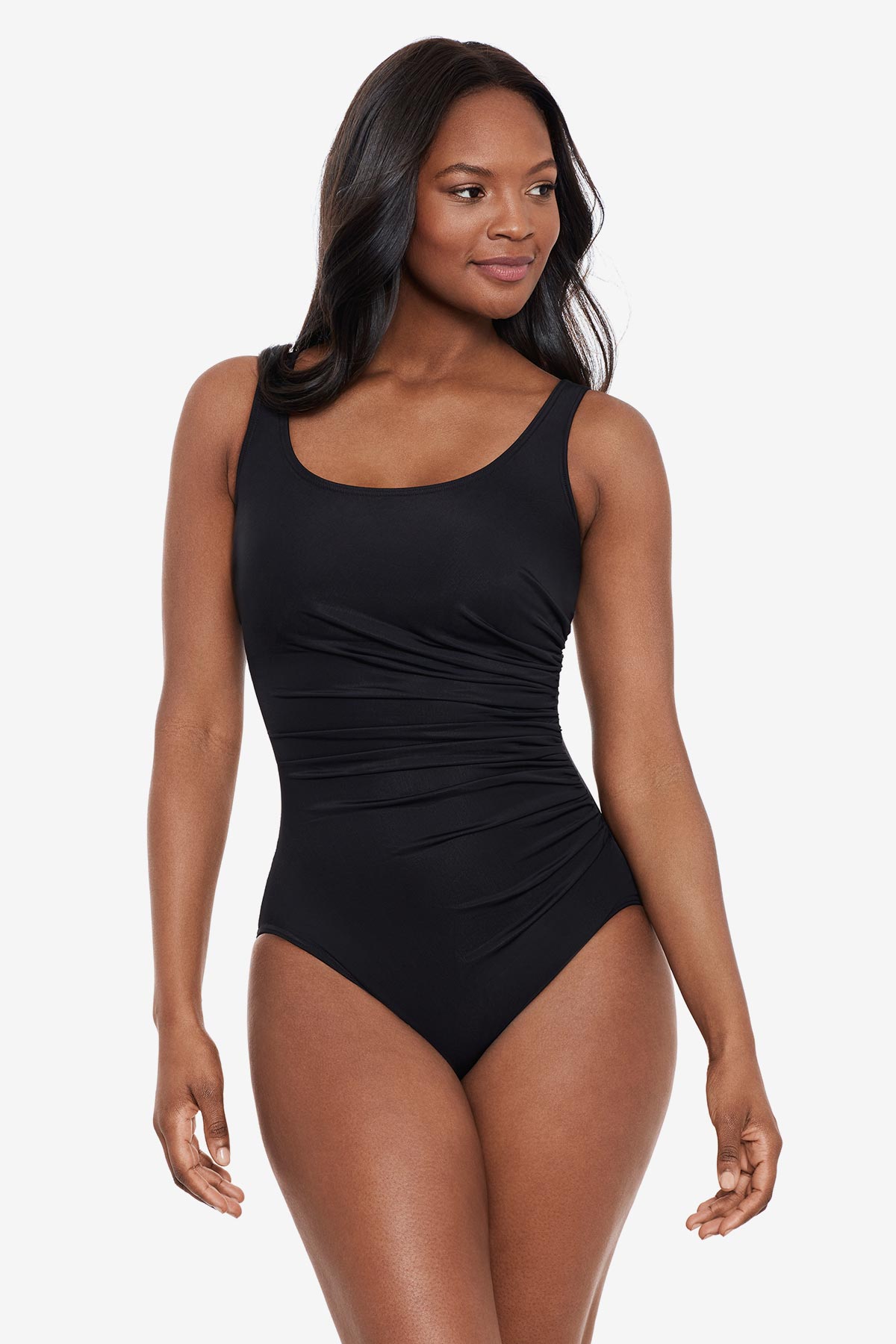 Miraclesuit Black Sideswipe One Piece Swimsuit DD-Cup