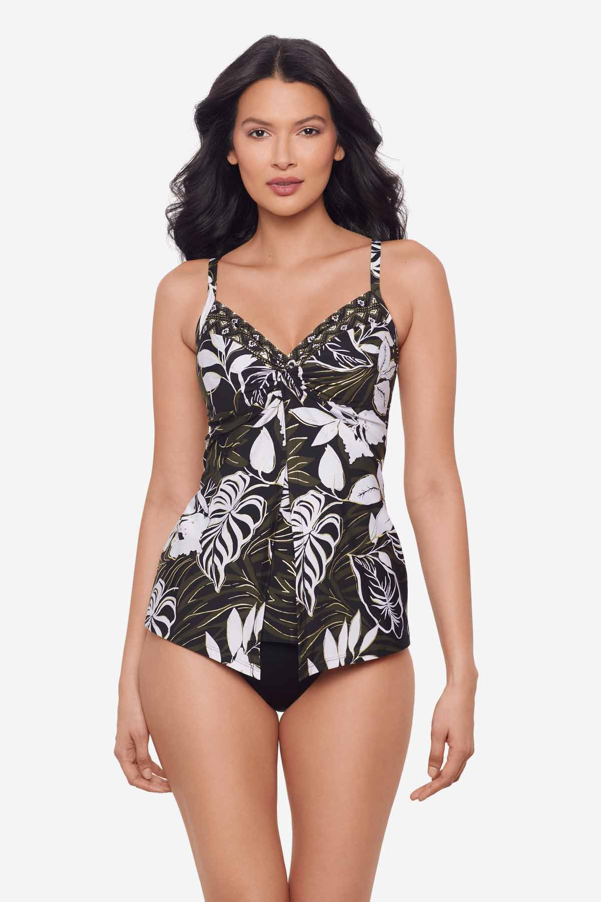Miraclesuit Black/Multi Elle Dorado Love Knot Tankini Top DD-Cup
