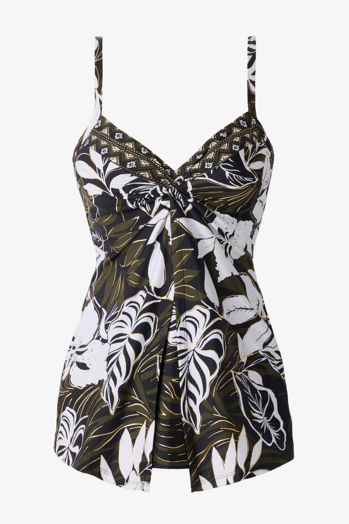 Miraclesuit Black/Multi Elle Dorado Love Knot Tankini Top DD-Cup