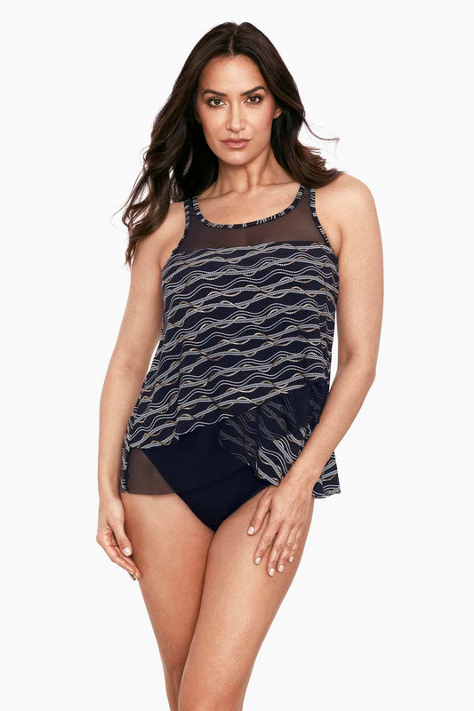 Miraclesuit Black/Multi Linked In Mirage Tankini DD-Cup