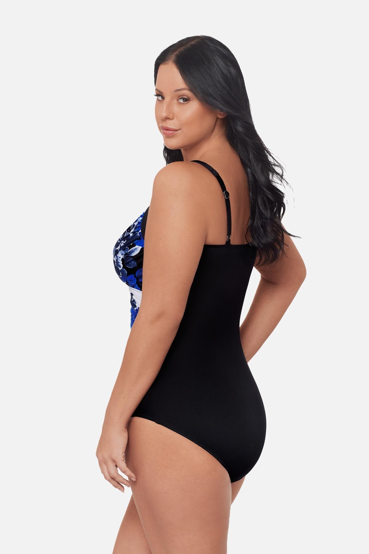 Miraclesuit Black/Multi Plus Size Sanibel One Piece Swimsuit in Ombra Fiore