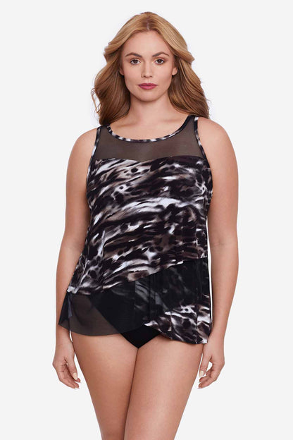Miraclesuit Black/Brown Plus Size Tempest Mirage Tankini Top