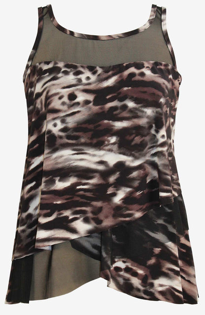 Miraclesuit Black/Brown Plus Size Tempest Mirage Tankini Top