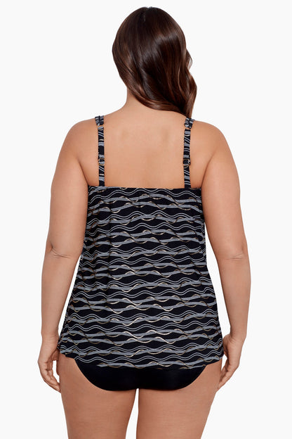 Miraclesuit Black/Multi Plus Size Linked In Mirage Tankini