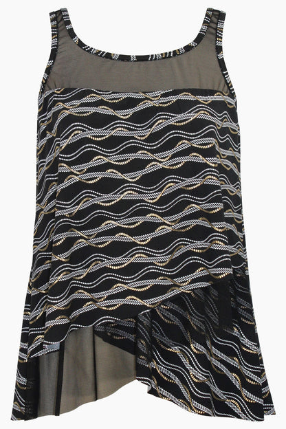 Miraclesuit Black/Multi Plus Size Linked In Mirage Tankini