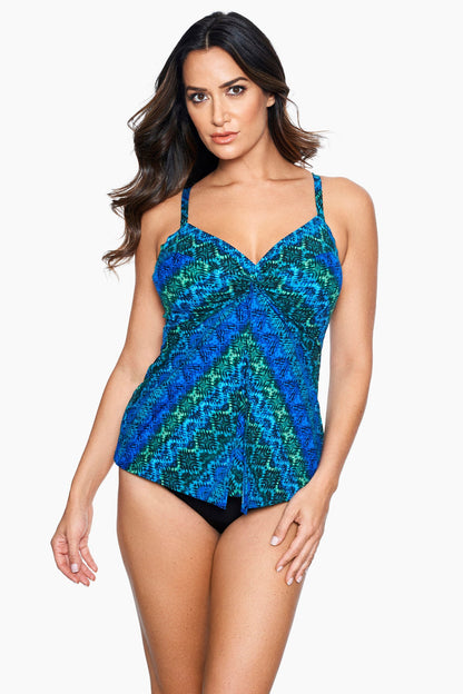 Miraclesuit Blue/Multi Love Knot Tankini Top in Ocean Ombre