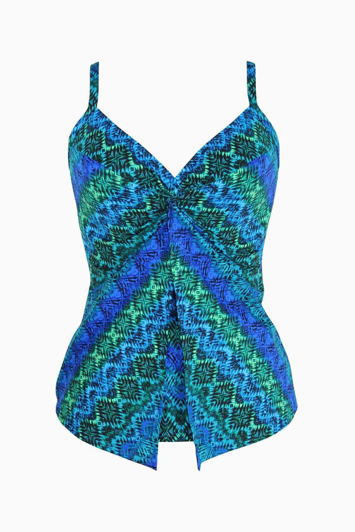 Miraclesuit Blue/Multi Love Knot Tankini Top in Ocean Ombre