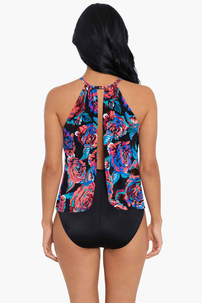 Miraclesuit Black/Multi Tummy Slimming Bathing Suits - Magicsuit Sonic Blooms Aubrey One Piece