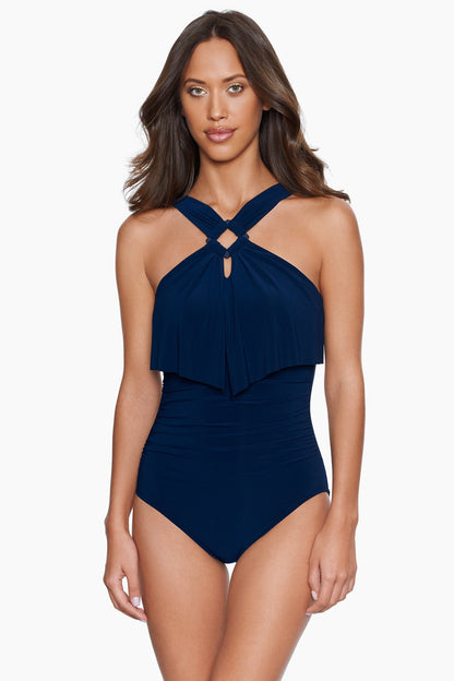 Miraclesuit Black Tummy Control Swimsuit One Piece - Magicsuit Square Cut Liza