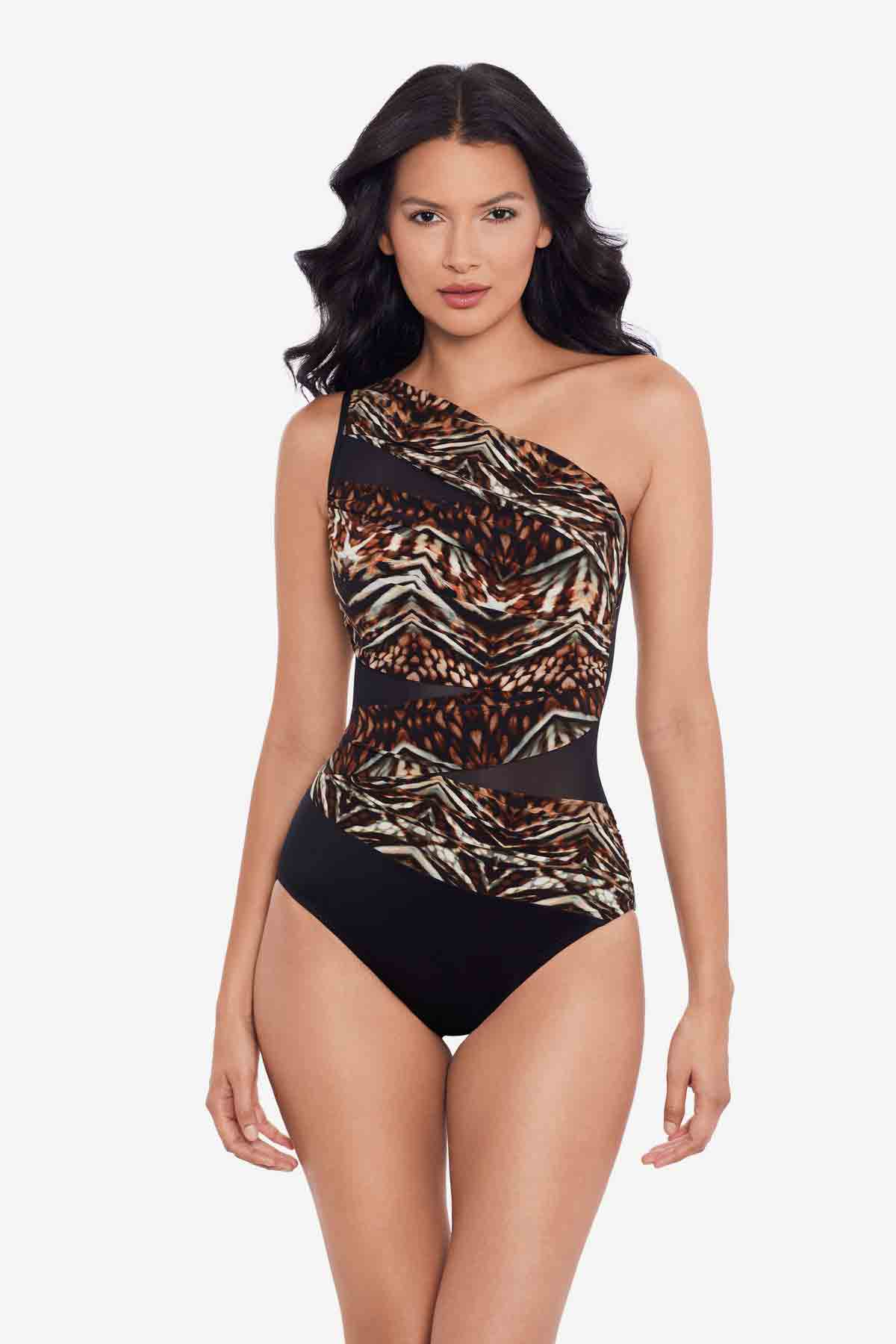 Miraclesuit Black/Multi Tribal Tigress Jena One Piece Swimsuit