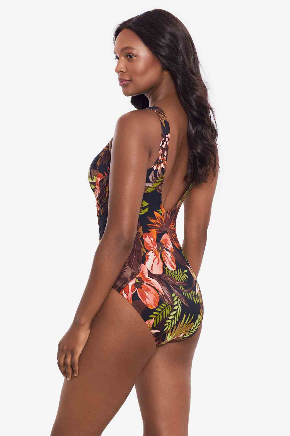 Miraclesuit Black/Multi Botanico Crossover One Piece Swimsuit