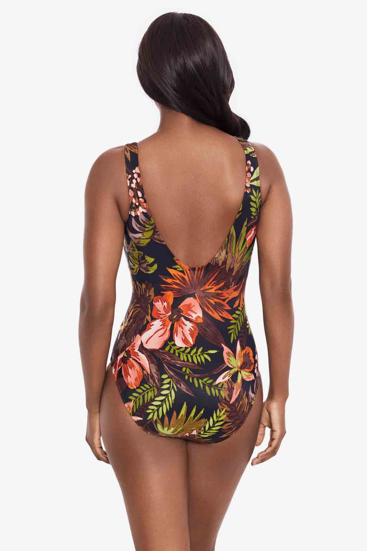 Miraclesuit Black/Multi Botanico Crossover One Piece Swimsuit