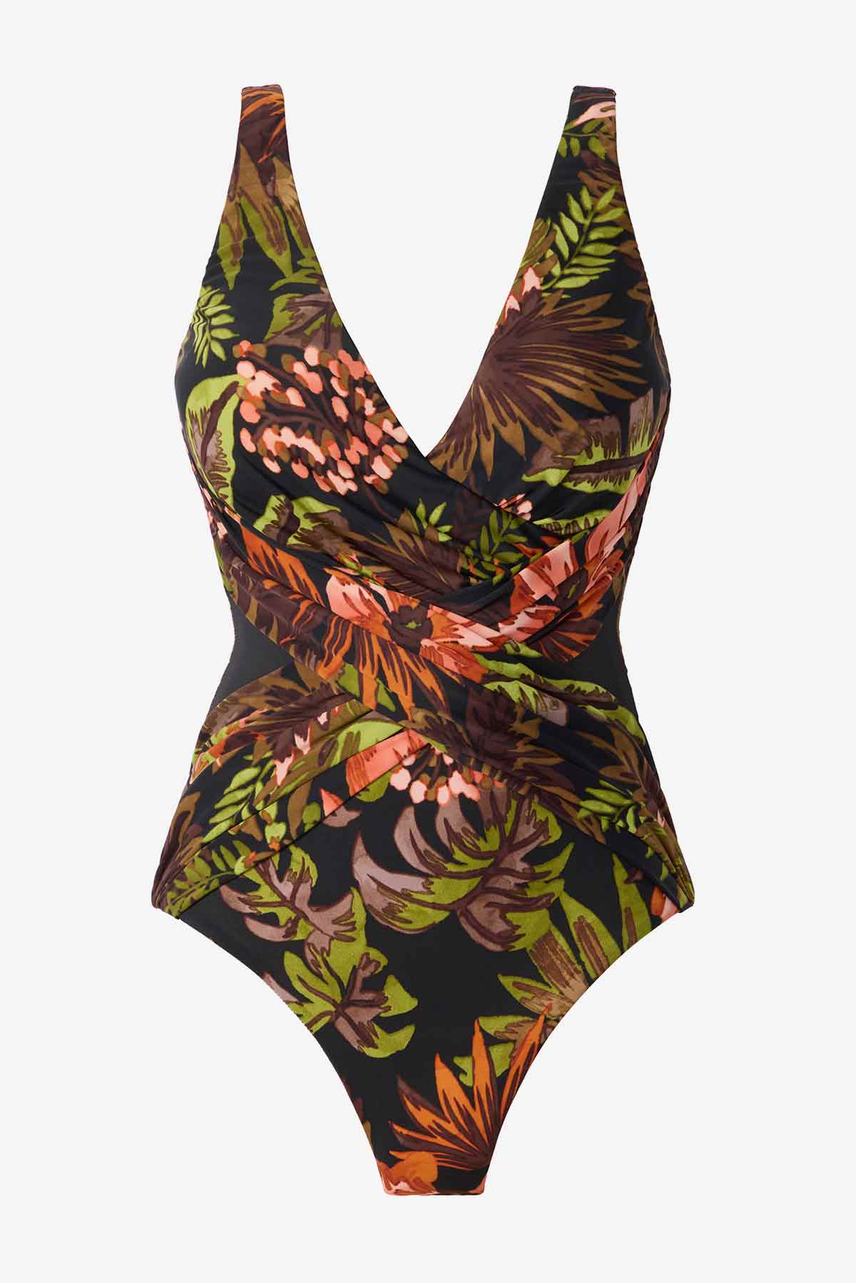 Miraclesuit Black/Multi Botanico Crossover One Piece Swimsuit