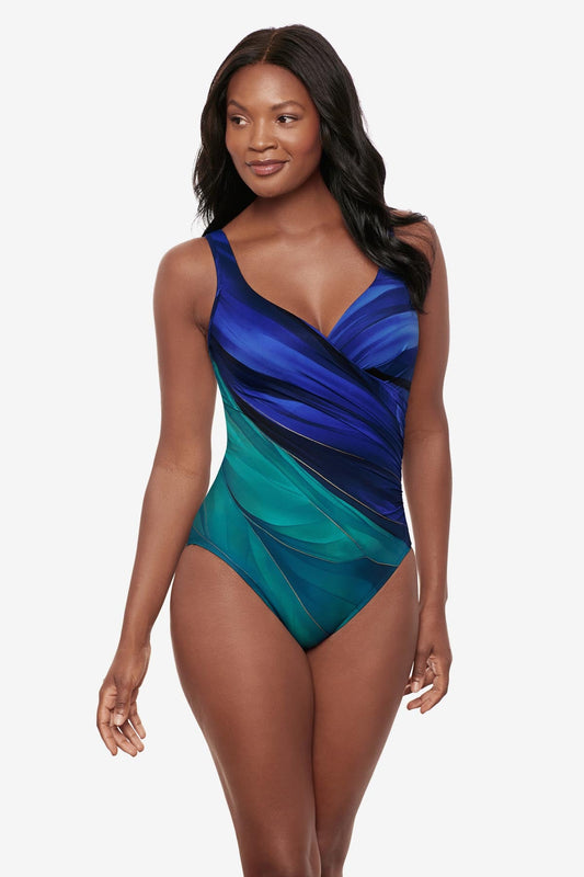 Miraclesuit Blue/Multi It's A Wrap One Piece in Maldiva