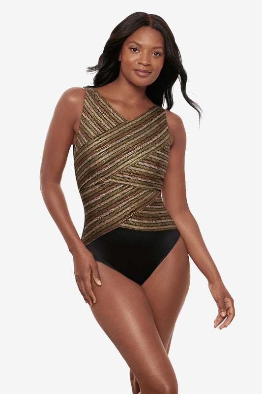 Miraclesuit Black/Multi Brio One Piece in Sparkle Sands