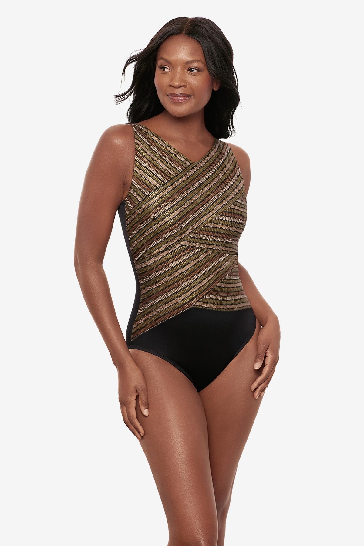 Miraclesuit Black/Multi Brio One Piece in Sparkle Sands