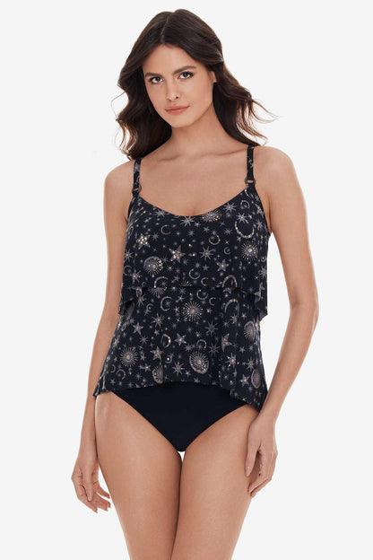 Miraclesuit Black/Gold Grace Tankini Top in Lucky Stars