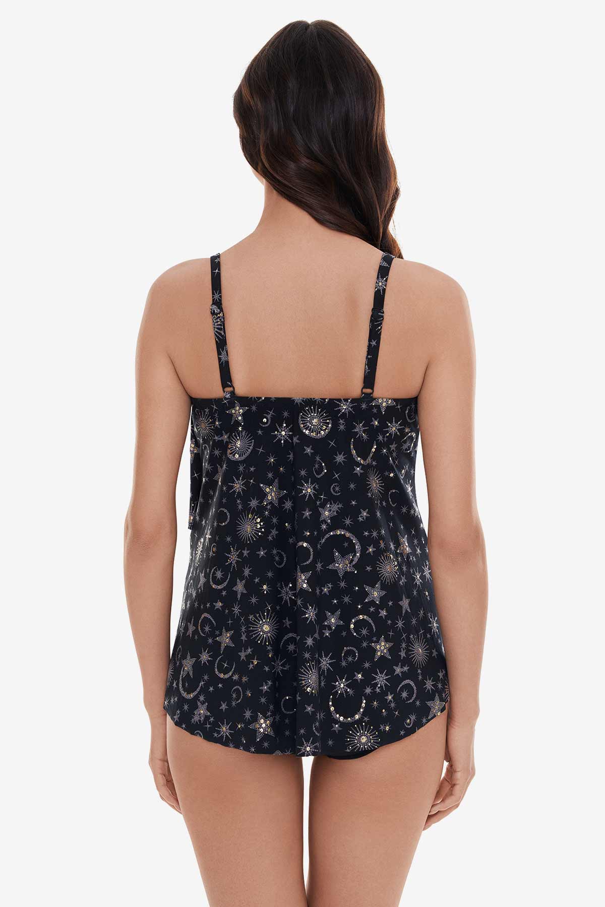 Miraclesuit Black/Gold Grace Tankini Top in Lucky Stars
