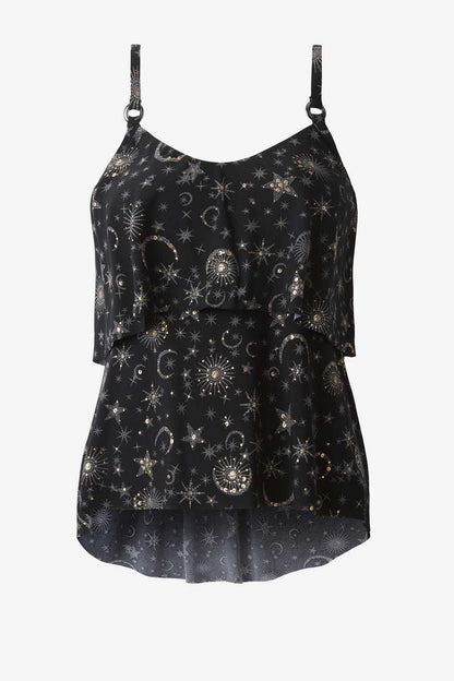 Miraclesuit Black/Gold Grace Tankini Top in Lucky Stars