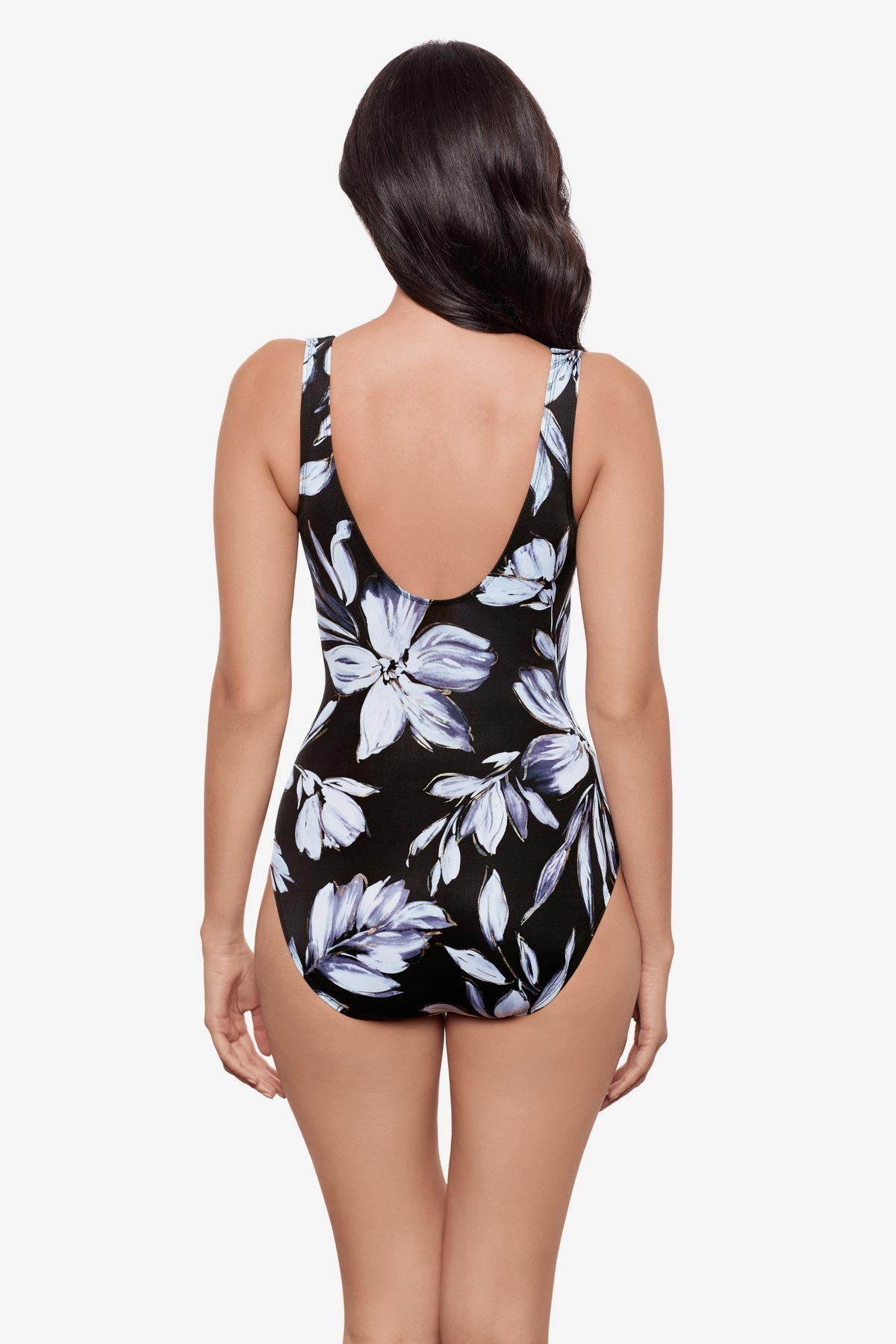 Miraclesuit Black/White It's A Wrap One Piece in Fiore Di Luna