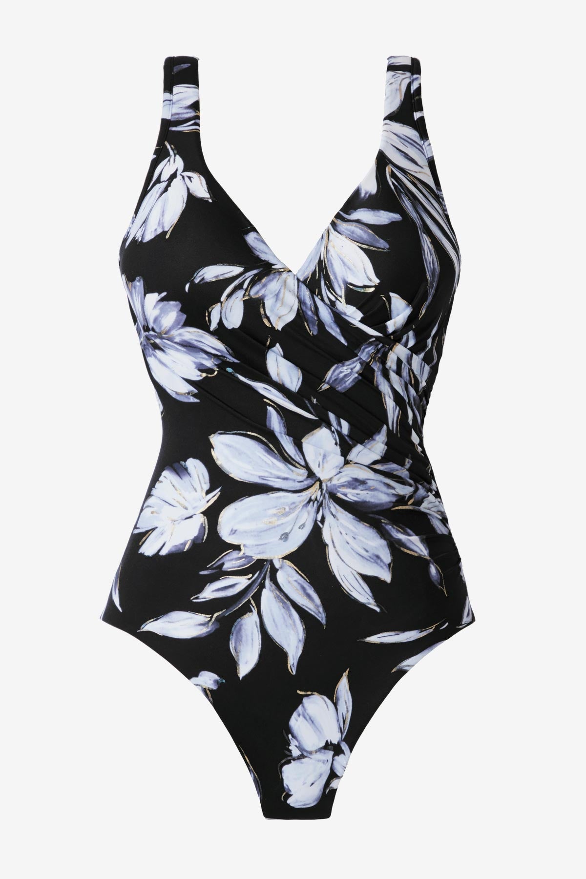 Miraclesuit Black/White It's A Wrap One Piece in Fiore Di Luna