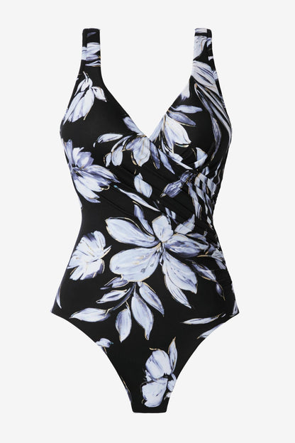 Miraclesuit Black/White It's A Wrap One Piece in Fiore Di Luna