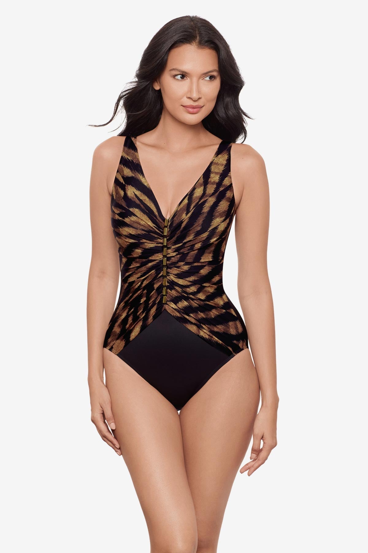Miraclesuit Black/Brown Charmer One Piece in Raya De Safari