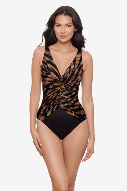 Miraclesuit Black/Brown Charmer One Piece in Raya De Safari