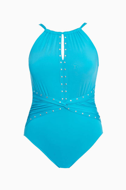 Miraclesuit Turquoise Magicsuit Riveted Diana One Piece Swimsuit