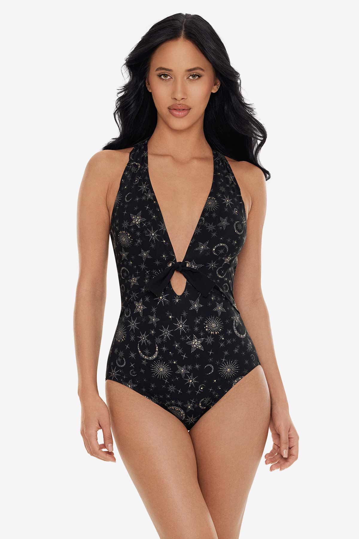 Miraclesuit Black/Gold Halle One Piece in Lucky Stars