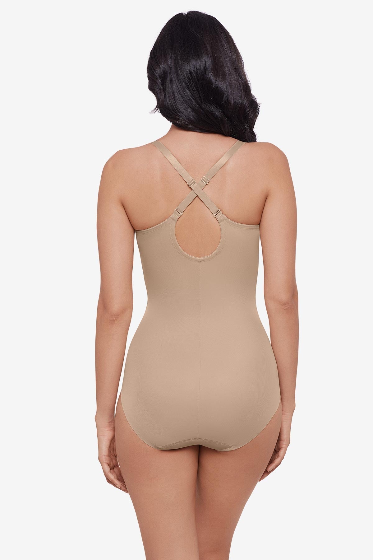 Miraclesuit Warm Beige Sexy Sheer Shaping Padded Cup Bodysuit in Warm Beige