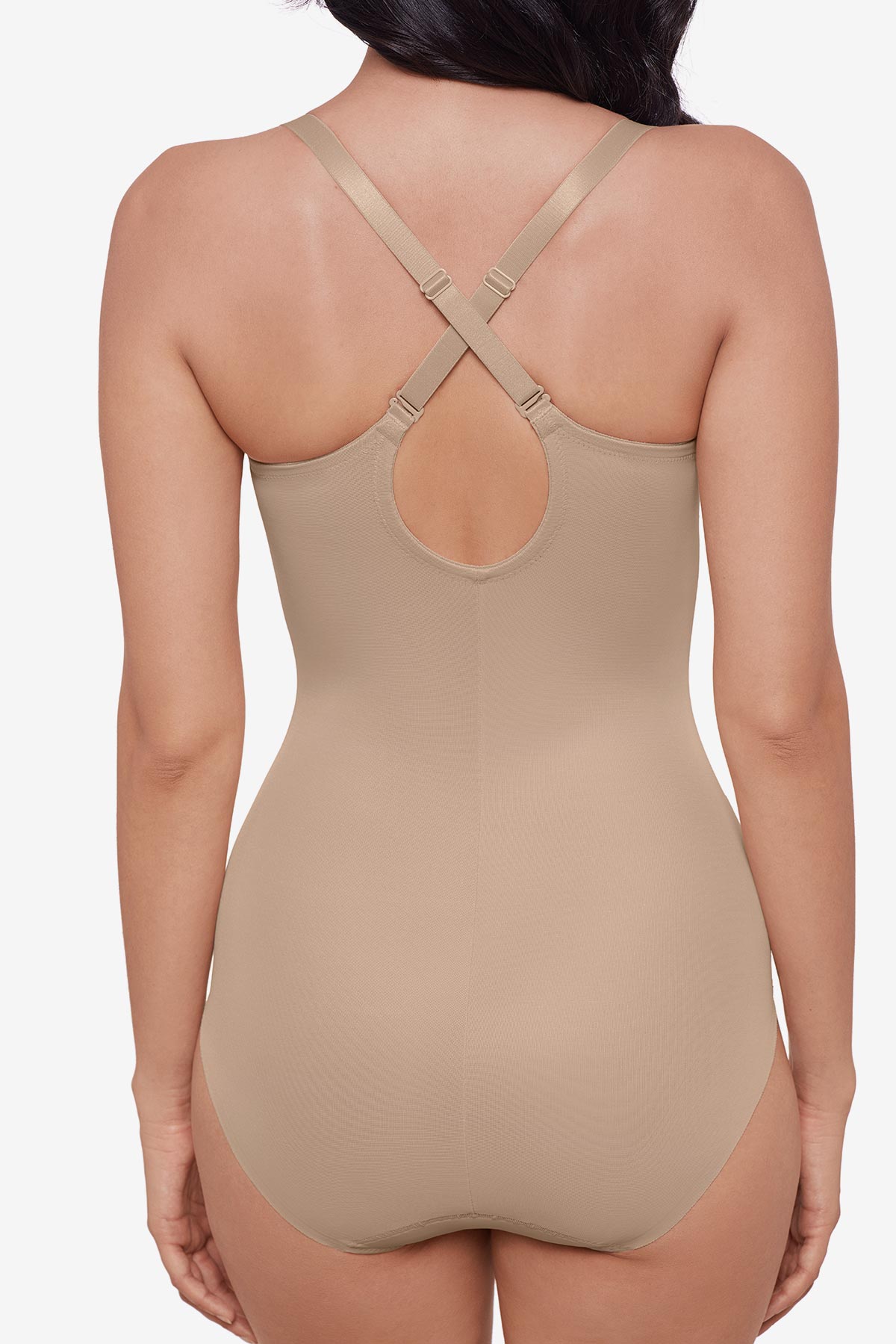 Miraclesuit Warm Beige Sexy Sheer Shaping Padded Cup Bodysuit in Warm Beige