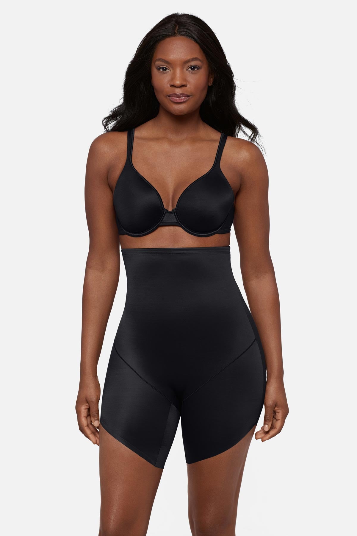 Miraclesuit Black Showstopped High Waist Slanted Hem Shaping Short