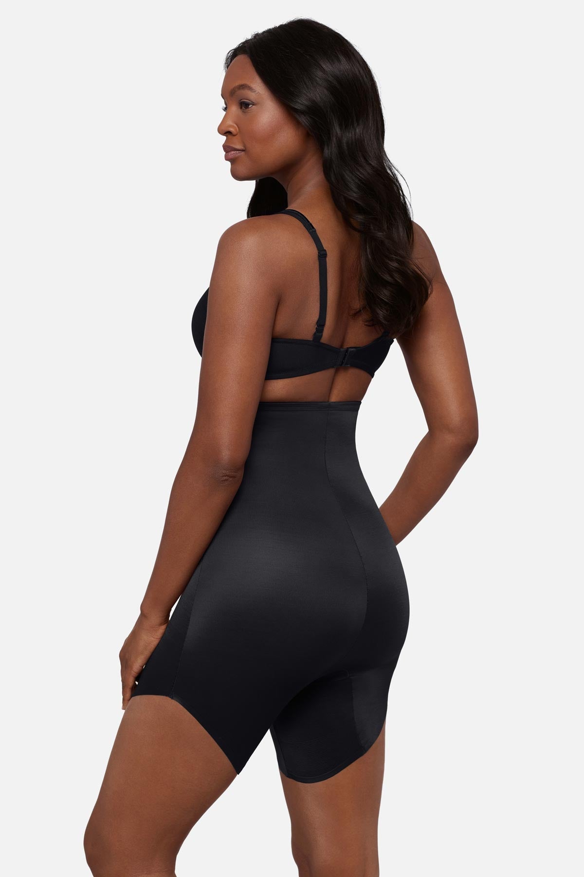 Miraclesuit Black Showstopped High Waist Slanted Hem Shaping Short