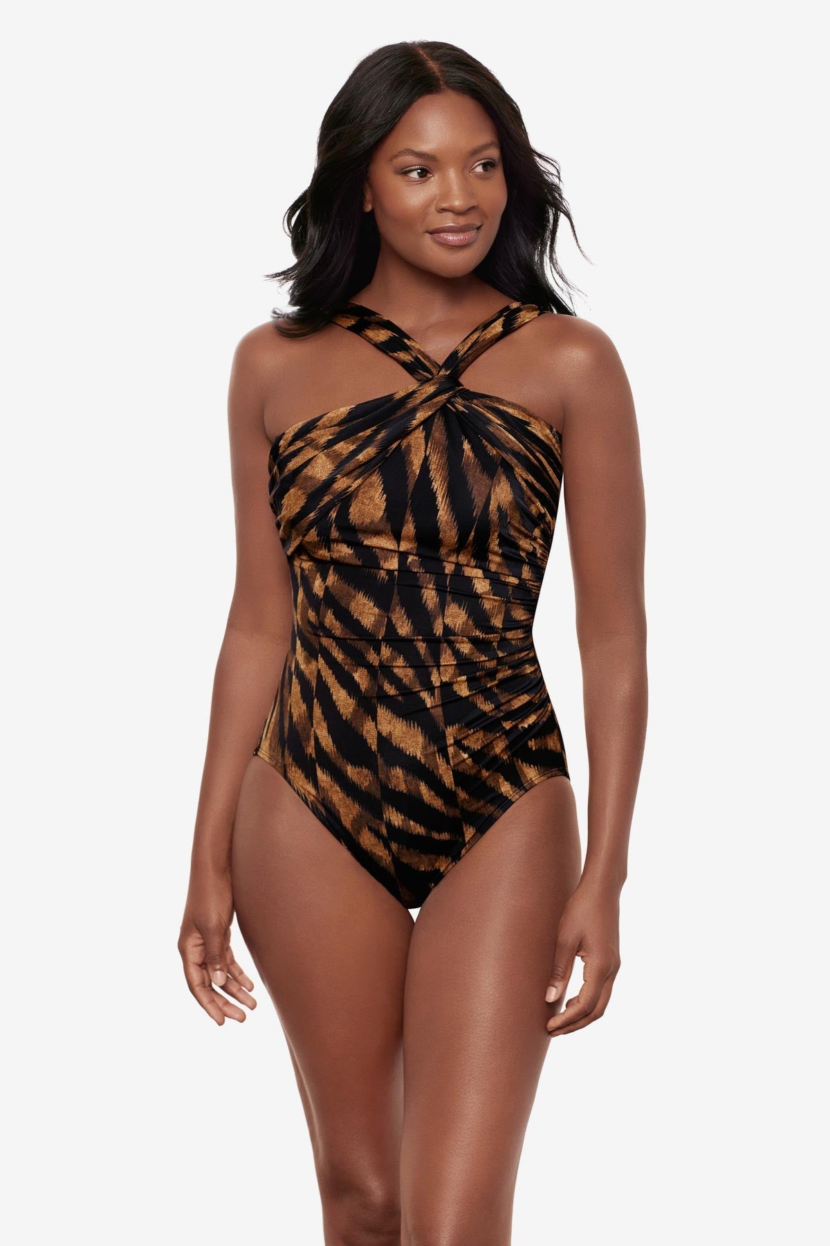 Miraclesuit Black/Brown Europa One Piece in Raya De Safari
