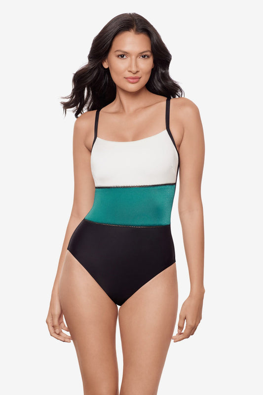 Miraclesuit Blue/Black Trifecta One Piece in Spectra